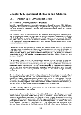 2003 Annual Report, Chapter 12 - Department of Health and Children front page preview
              