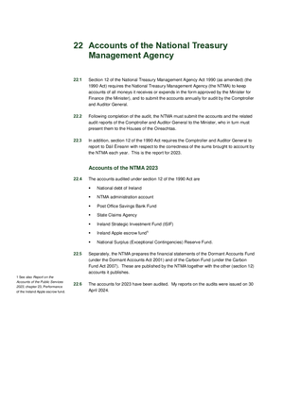 22. Accounts of the National Treasury Management Agency thumbnail
