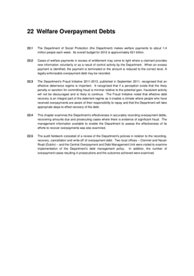 2011 Annual Report, Chapter 22: Welfare Overpayment Debts thumbnail